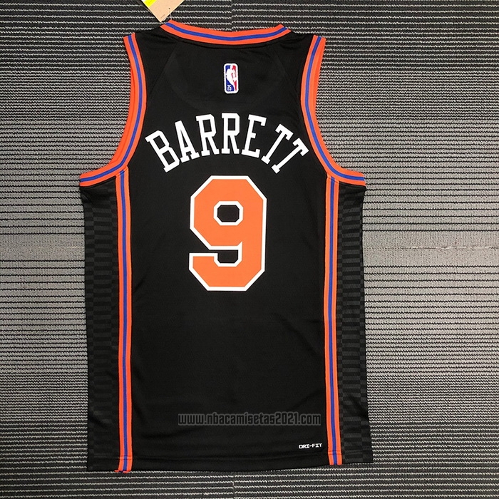 Camiseta New York Knicks RJ Barrett #9 Ciudad 2021-22 Negro